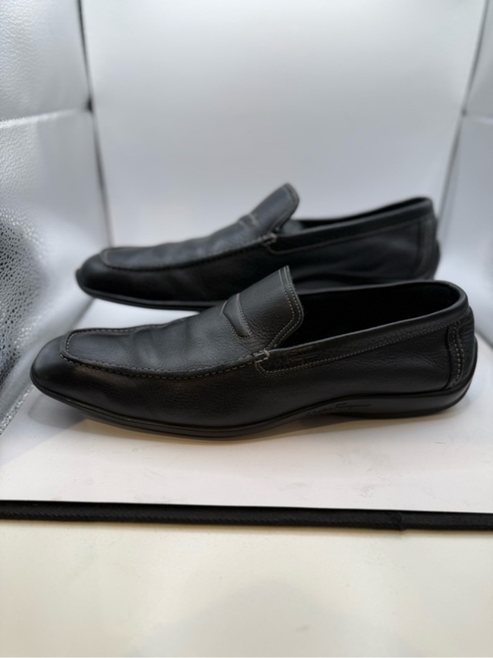 Salvatore Ferragamo Black Leather Slip-On Loafers / Drivers